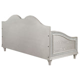 Twin Daybed - Evangeline Upholstered Twin Daybed with Faux Diamond Trim Silver and Ivory