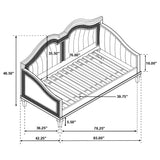 Twin Daybed - Evangeline Upholstered Twin Daybed with Faux Diamond Trim Silver and Ivory