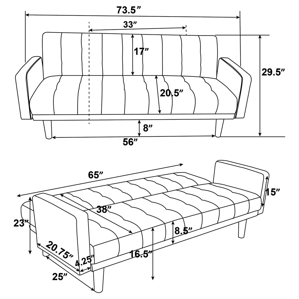 Sofa Bed - Sommer Tufted Sofa Bed Grey