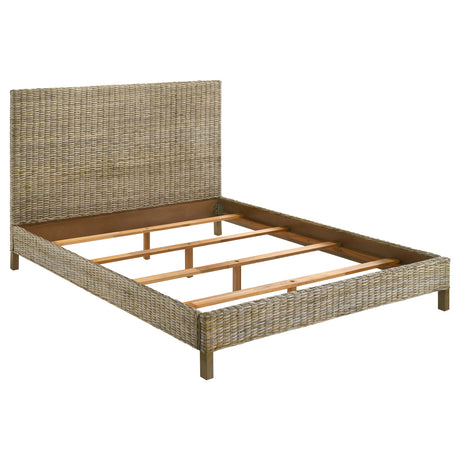 Eastern King Bed  - Zyla Wood Eastern King Panel Bed Kubu Grey