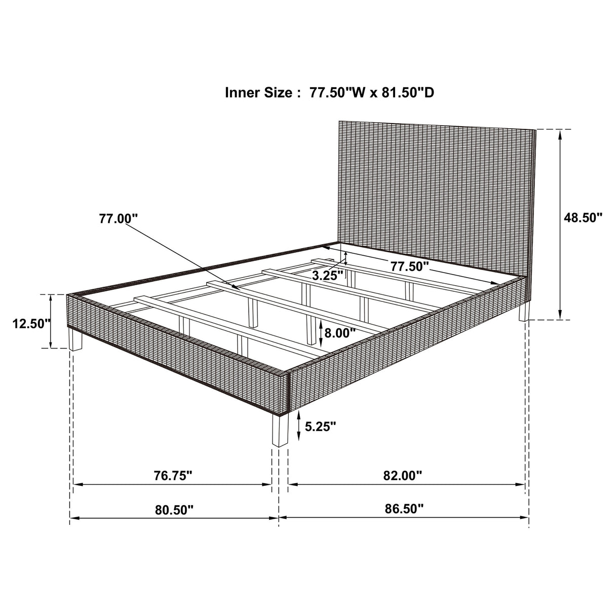 Eastern King Bed  - Zyla Wood Eastern King Panel Bed Kubu Grey