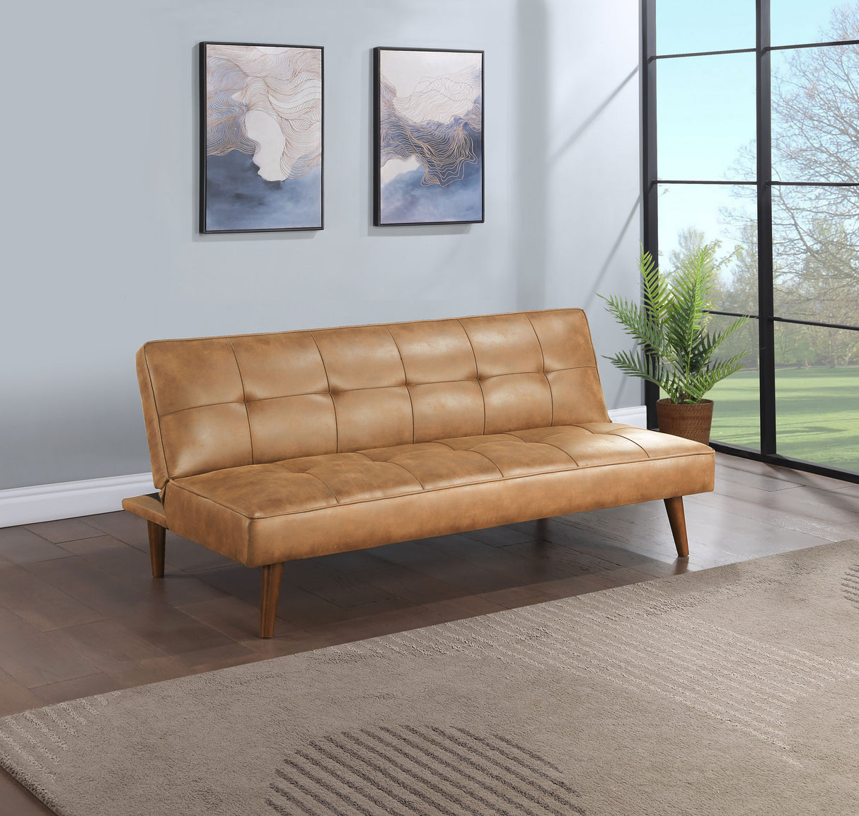 Sofa Bed - Jenson Multipurpose Upholstered Tufted Convertible Sofa Bed Saddle Brown