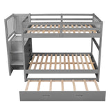 Full over Full Bunk Bed with Twin Size Trundle, Gray (old sku: LT000126AAE ) - sold by Home Elegance USA