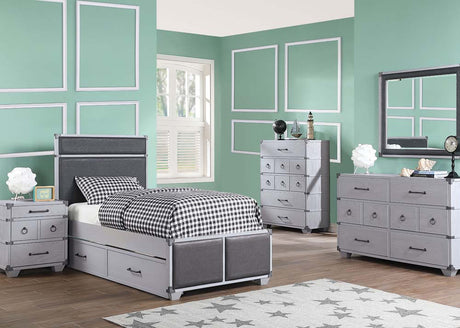 Acme - Orchest Full Bed 36125F Gray Synthetic Leather & Gray Finish