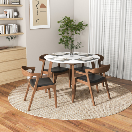 Alina Dining Table (White) and 4 Side Chairs - sold by Home Elegance USA
