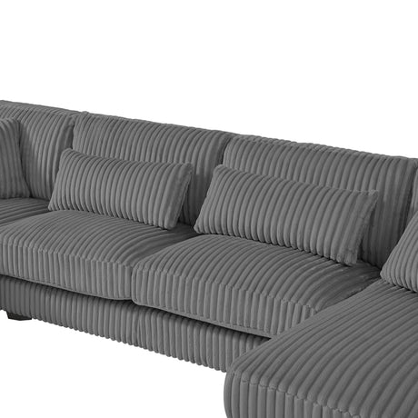 Modern Oversized U-shaped Sectional Sofa with Chaise Lounge in Dark Gray Corduroy, 129' - sold by Home Elegance USA