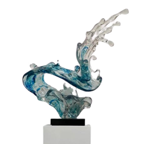 Wave Sculpture in Transparent in Blue // Large // TOP ONLY  | Finesse - sold by Home Elegance USA