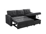 Mabel Dark Gray Woven Fabric Sleeper Sectional with cupholder, USB charging port and pocket - Home Elegance USA