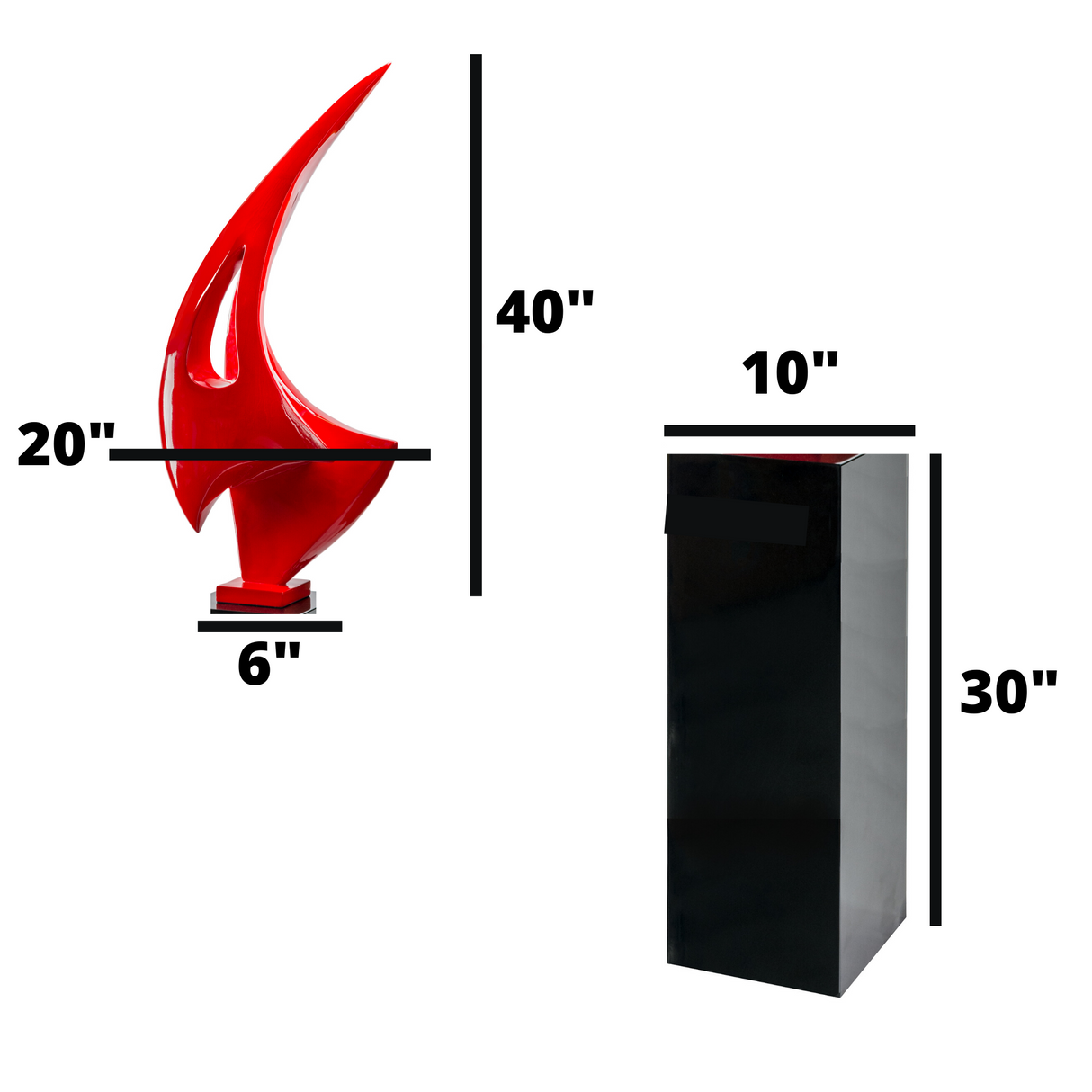 Sail Floor Sculpture // Red with Black Stand  | Finesse -  Home Elegance USA