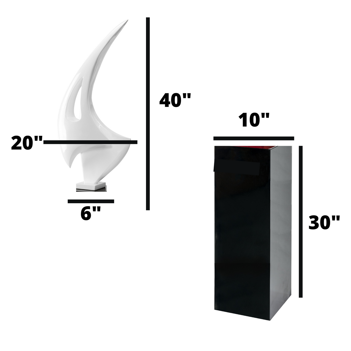 Sail Floor Sculpture With Black Stand 70" Tall // White  | Finesse - Home Elegance USA