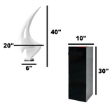 Sail Floor Sculpture With Black Stand 70" Tall // White  | Finesse - Home Elegance USA