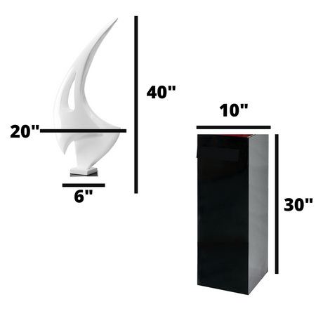 Sail Floor Sculpture With Black Stand 70" Tall // White  | Finesse - Home Elegance USA