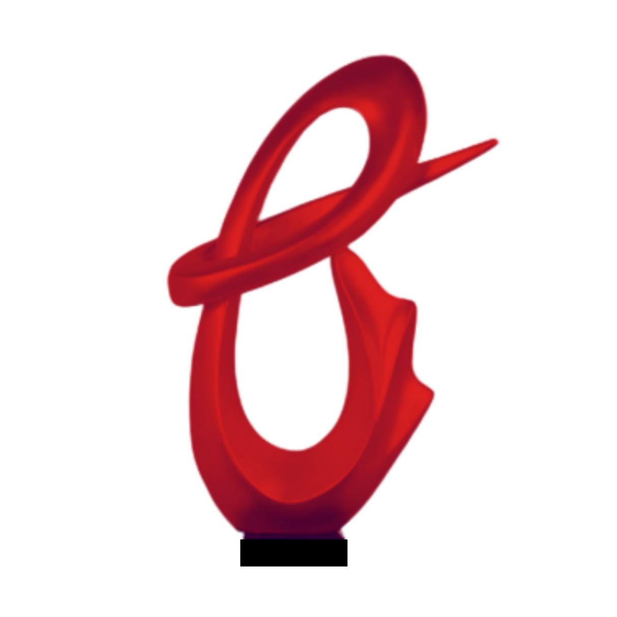 Fluid Abstract 59" Tall Floor Sculpture // Red with Black Stand  | Finesse
