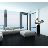 Abstract Mask 54" Tall Floor Sculpture // Chrome with Black Stand  | Finesse