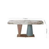 71" Pandora color sintered stone dining table with cone shape Pedestal Base in champagne and blue color - W509S00009 - Home Elegance USA - 9