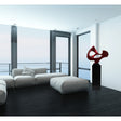 Abstract Mask 54" Tall Floor Sculpture // Metallic Red and Black Stand  | Finesse - sold by Home Elegance USA