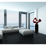 Abstract Mask 54" Tall Floor Sculpture // Metallic Red and Black Stand  | Finesse