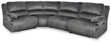 Ashley Charcoal Clonmel 36505S35 4 - Piece Power Reclining Sectional - Velvet | Home Elegance USA