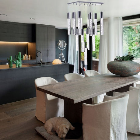 Acrylic Cylinder Chandelier// 13 Light  | Finesse
