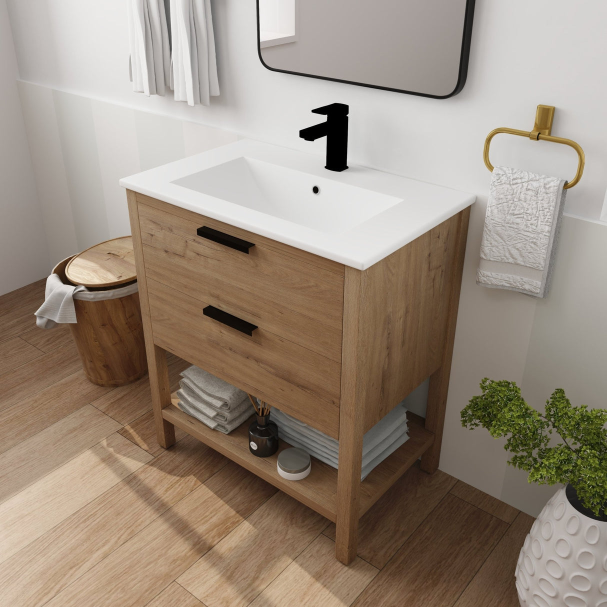 30 Inch Bathroom Vanity Plywood With 2 Drawers - W999S00061 - image - 2