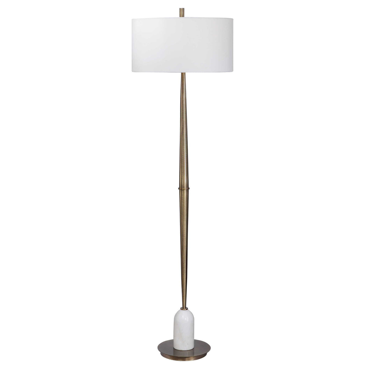 Minette Mid-Century Floor Lamp - Gold / White by Uttermost - View 1