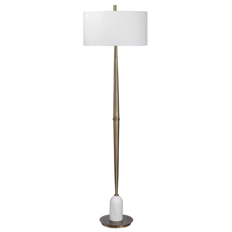 Minette Mid-Century Floor Lamp - Gold / White by Uttermost - View 1