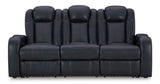 Power Reclining Sofa Sapphire Fyne-Dyme Adjustable Headrest Black Faux Leather - Ashley