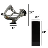 Abstract Mask 54" Tall Floor Sculpture // Chrome with Black Stand  | Finesse