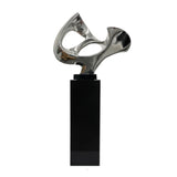 Abstract Mask 54" Tall Floor Sculpture // Chrome with Black Stand  | Finesse