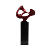 Abstract Mask 54" Tall Floor Sculpture // Metallic Red and Black Stand  | Finesse