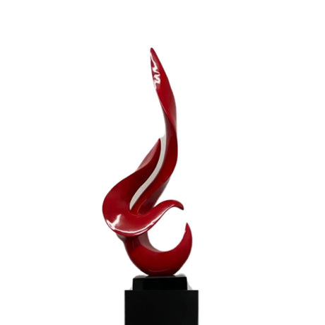Red Flame Floor Sculpture With Black Stand, 65" Tall  | Finesse - sold by Home Elegance USA