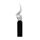 White Flame Floor Sculpture With Black Stand, 65" Tall  | Finesse -  Home Elegance USA
