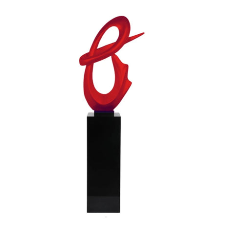 Fluid Abstract 59" Tall Floor Sculpture // Red with Black Stand  | Finesse - sold by Home Elegance USA