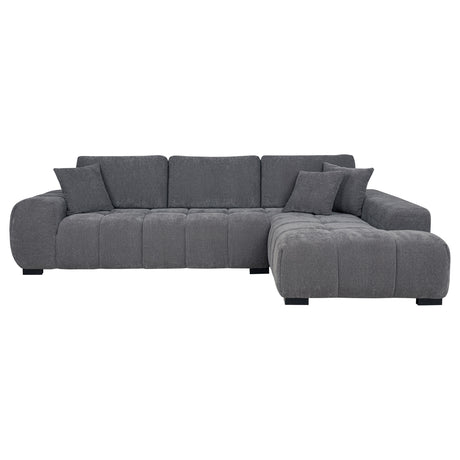 Plather Charcoal Grey Upholstered Sectional Chaise Sofa - sold by Home Elegance USA