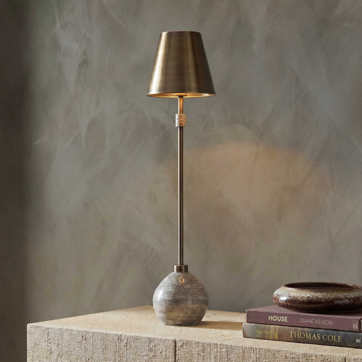 Jaycee Dark Travertine Buffet Lamp Brass / Gold / Gray - Bronze / Gray by Uttermost - View 2