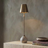 Jaycee Dark Travertine Buffet Lamp Brass / Gold / Gray - Bronze / Gray by Uttermost - View 2