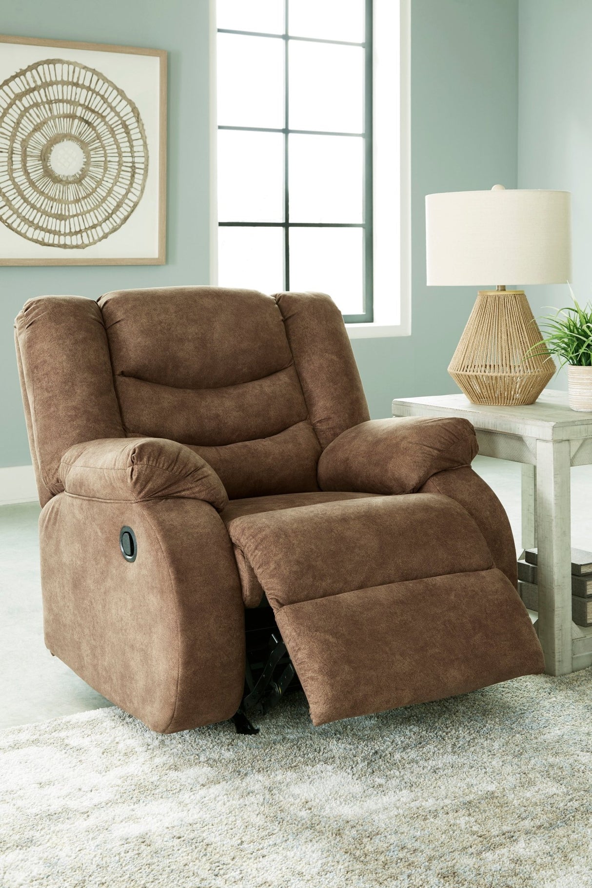 Ashley Brindle Partymate Rocker Recliner - Faux Leather | Home Elegance USA