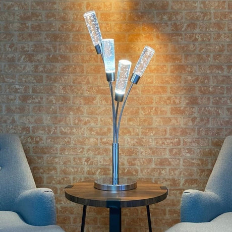 Blooming in Acrylic 5 Light Table Lamp // Chrome  | Finesse -  Home Elegance USA