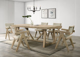 Contemporary Oak Veneer 7pc Dining Set Upholstered Polyester 6x Arm Chairs 1x Table Dining Room