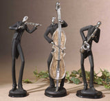 Musicians Decorative Figurines (Set of 3) - Black / Silver by Uttermost - View 2
