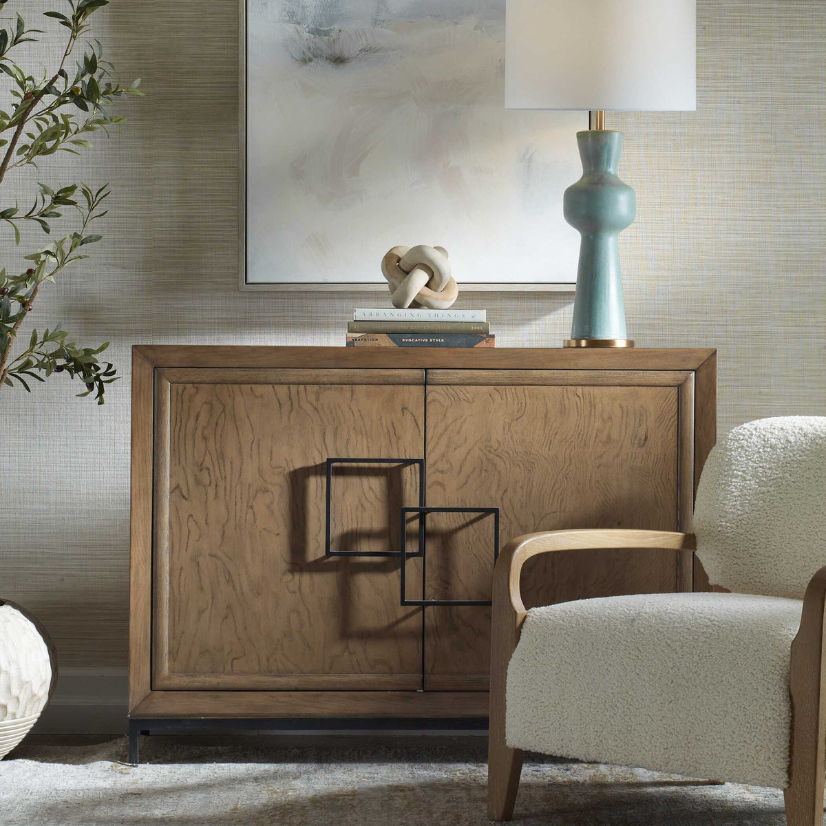 Paltrow Burl 2 Door Cabinet Woodtone - Light Brown by Uttermost - View 2