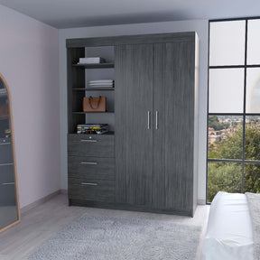 Smokey Oak 3-Tier Shelf Armoire - sold by Home Elegance USA