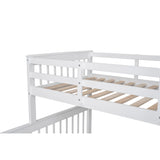 Twin-Over-Full Bunk Bed with Twin size Trundle, Storage and Guard Rail for Bedroom, Dorm, for Adults, White(OLD SKU :LT000119AAK) - Home Elegance USA