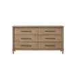 Casual Style 6 Drawer Dresser with Ample Storage in Sand Finish Solid Wood MDF