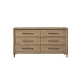 Casual Style 6 Drawer Dresser with Ample Storage in Sand Finish Solid Wood MDF