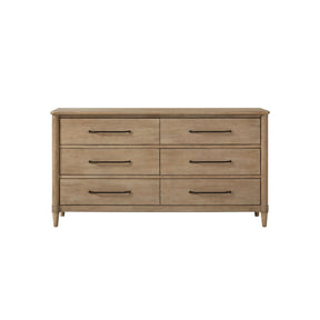 Casual Style 6 Drawer Dresser with Ample Storage in Sand Finish Solid Wood MDF