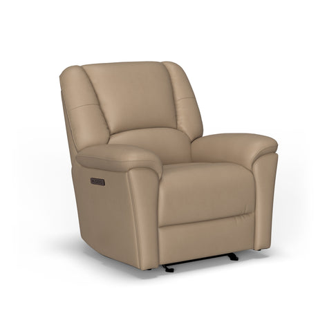 Plush Transitional Leather Power Gliding Recliner With Power Headrest & Lumbar | Flexsteel