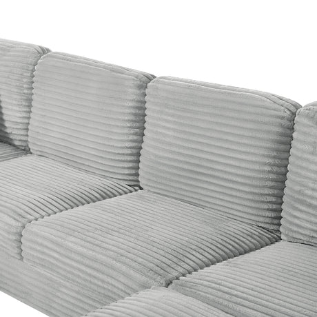 Modern U-shaped Sectional Sofa with Movable Ottoman and Side Storage Pockets, Grey Corduroy, 125.2' - sold by Home Elegance USA