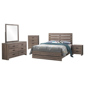 Geary Oak 5-piece Slatted Headboard Panel Bedroom Set - sold by Home Elegance USA