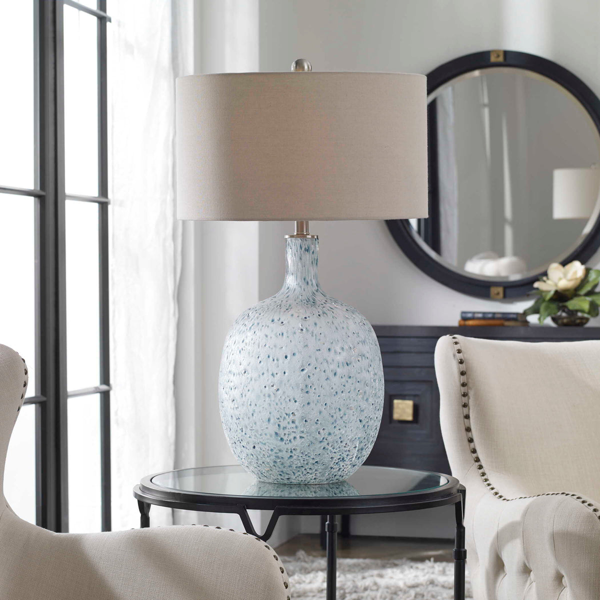 Oceaonna Glass Table Lamp - Light Blue / Beige by Uttermost - View 2